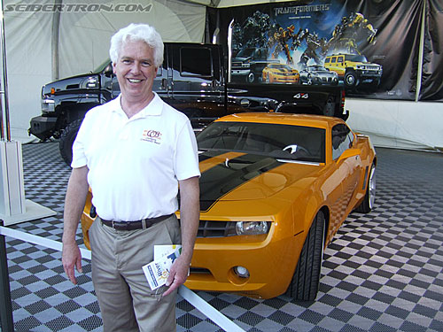 Ryan's Dad in front of Bumblebee and Ironhide